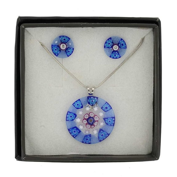 GlassOfVenice Murano Glass Millefiori Necklace and Earrings Set - Round