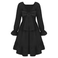 thumbnail image 4 of Arshiner Girls Dresses Long Sleeve Tie Back Fall Winter Off Shoulder Dress Kids Clothes, 4 of 7