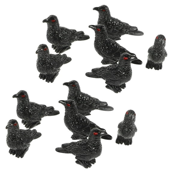 ibasenice 12pcs Mini Bird Ornament Black Miniature Crow Figurine for Spooky Atmosphere in Sand Tray Ornament