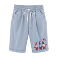 thumbnail image 2 of Puntoco Pantalones cortos deportivos para mujer, con estampado de cintura elástica, para uso informal, con bolsillos informales, pantalones cortos de media pierna, 2 of 3