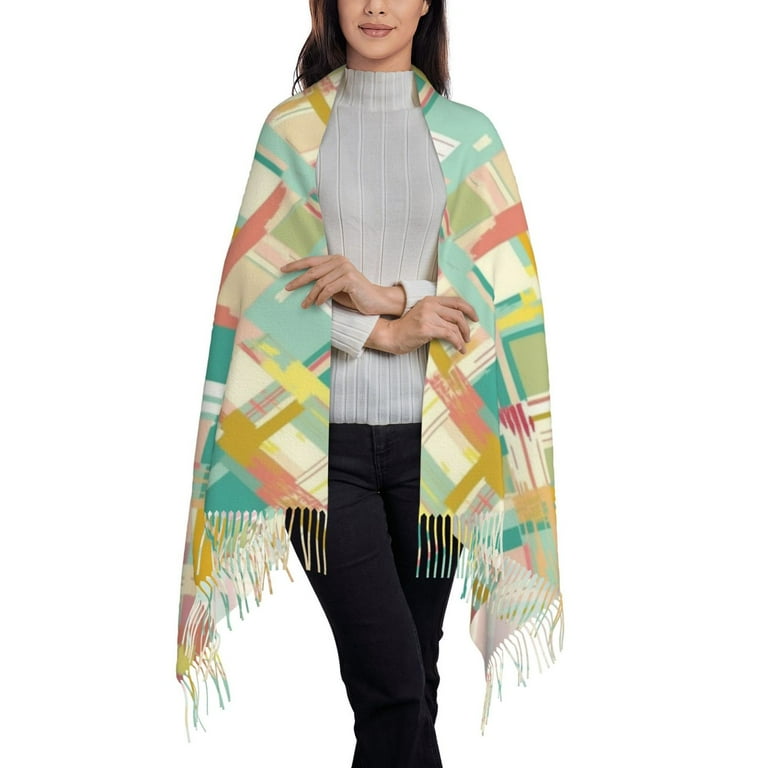 Very Soft Square Scarf with organic Bamboo | Gift for Her Winter Long Hip Scarf Shawl Wrap Sacred Geometric Design Samurai outlet Shawl Headwrap