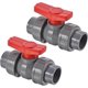 thumbnail image 1 of 32mm ID Double Union Ball Valve, 2 Pack PVC Socket Type Shut-off Valve Switch for Water Flow Control, Gray, 1 of 4