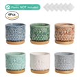thumbnail image 4 of 6.5Cm Ceramic Succulent Pot With Bamboo Tray Owl Set Of 6, Cactus Plant Planter Cache Pot Planter Container Gift For Birthday Wedding, 4 of 7