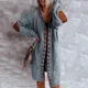 thumbnail image 5 of Suéter de punto largo con capucha de gran tamaño para mujer, jersey de punto a cuadros, abrigo marrón informal, chaqueta de jersey para mujer, 5 of 5