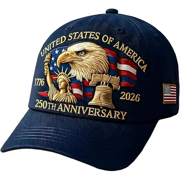 United States 250th Anniversary Red Cap, Patriotic Baseball Cap, Adjustable Embroidered Hat for Men Women Gifts