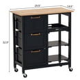 thumbnail image 5 of Kadyn Kitchen Island Cart, Moveable Kitchen Cart with Three Drawers and Three Layers Black Handle, Rolling Bar Cart for Home, Black, 5 of 10