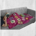 thumbnail image 6 of Birthday Party Soft Flannel Fleece Blanket, Colorful Letters in Shape of Present Boxes Balloons Cake Graphic, Cozy Plush for Indoor and Outdoor Use, 60" x 80", Dark Coral Multicolor, by Ambesonne, 6 of 6