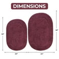 thumbnail image 3 of Cotton Solid 2-Piece Plum Highly Absorbent Non-Slip Oval Bath Rug Set by Superior, 3 of 11