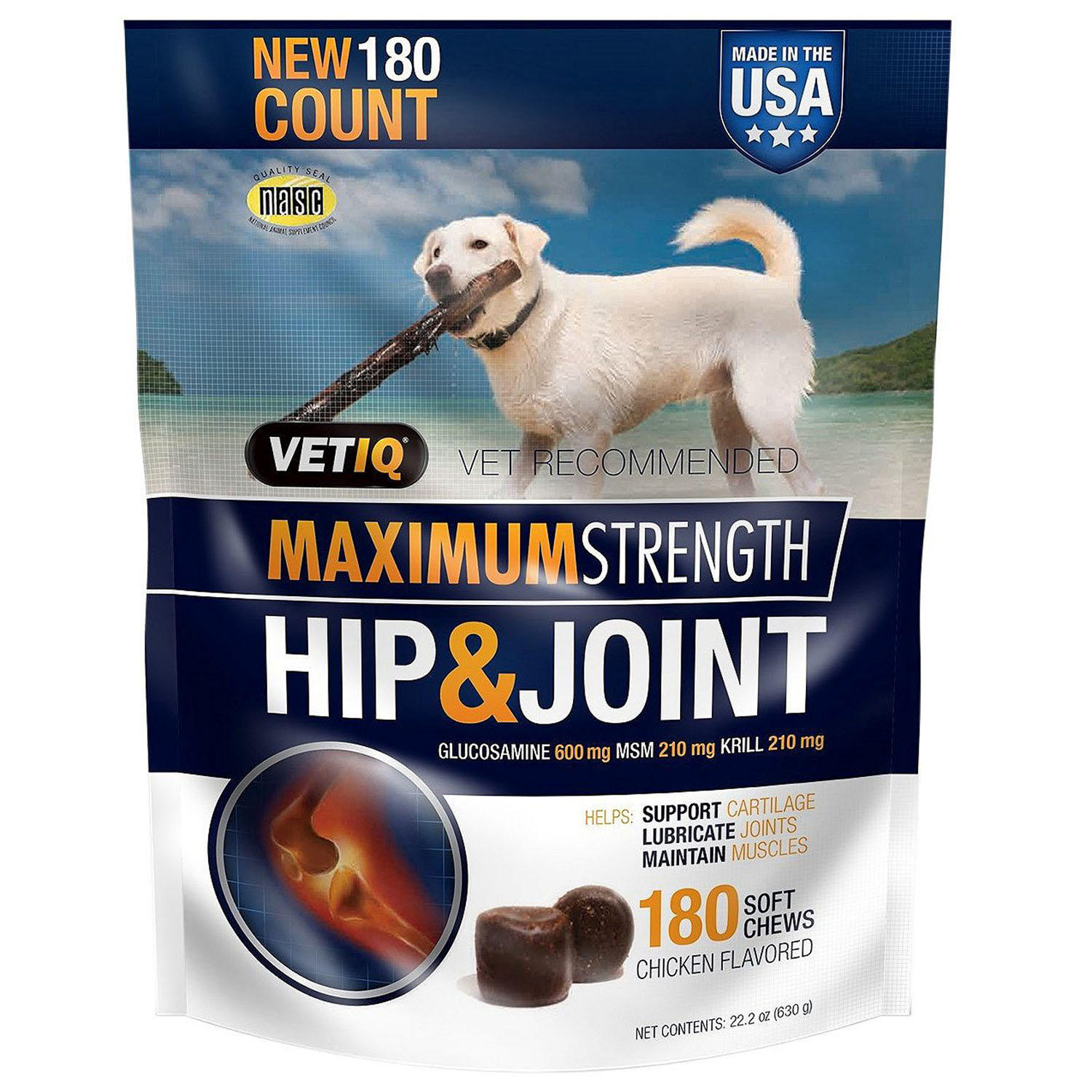 VetIQ Hip & Joint Chews for Dogs, 180 ct.