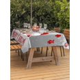 thumbnail image 2 of Outdoor Tablecloth with Umbrella Hole and Zipper, Christmas Rectangle Table Cloth 54x80 Inch Waterproof Tablecloth, Cute Santa Claus Reindeer Red Xmas Balls Snowy Grey Picnic Table Cover for Patio, 2 of 7