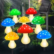 Solar Mushroom Lights - 8 Pack, 50 LED Multicolor Fairy String Lights for Yard Patio Decor, Waterproof Outdoor Solar Powered Landscape Lighting with 8 Modes - 23ft Total Length