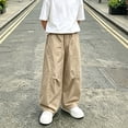 thumbnail image 2 of Coerni Cargo Pants for Boys Elastic Waist Baggy Casual Khaki Wide Leg Pants Neutral Minimal Youth Versatile Casual Preppy Pants, 2 of 7