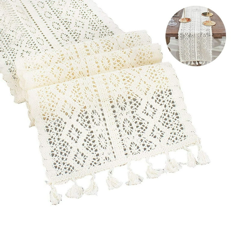 Cotton Crochet Lace Table Runner, Rectangular Dresser Scarf Doilies, Coffee  Round Square Cover Linens, 24*180cm, Style 1 - Walmart.com