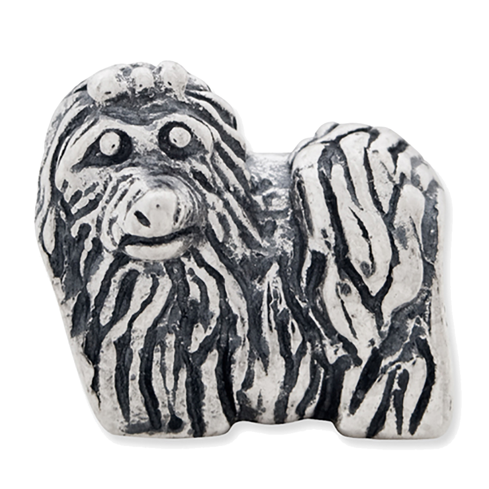 Sterling Silver Reflection Yorkshire Terrier Solid Bead