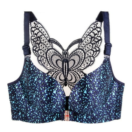 

Butterfly Embroidery Bra Plus Size Women Bralettes 34/75D Blue Leopard Grain