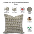 thumbnail image 4 of Fabdivine Block Print Throw Pillow Cover, 26x26 Inch Thick Thick Linen Decorative Cushion Cover, Floral Print Boho Design Green Pillow Cover for Sofa and Couch, 4 of 5