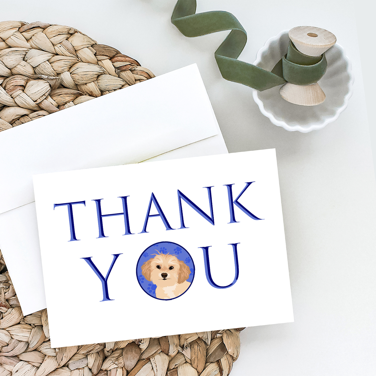 Shih-Tzu Gold #1 Thank You Greeting Cards and Envelopes Pack of 8 7 in x 5 in