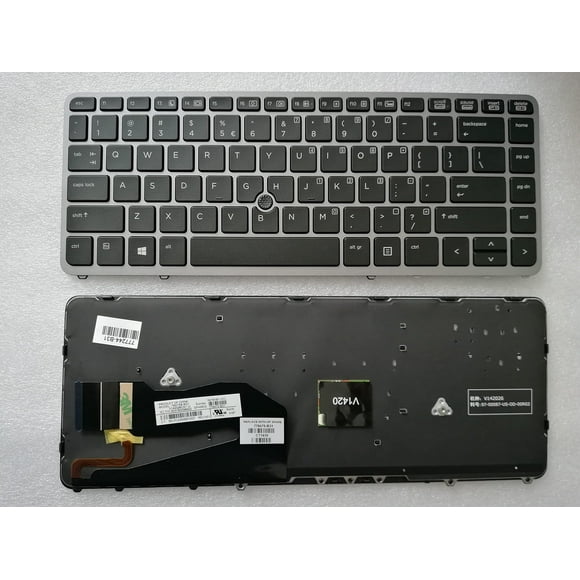 SOUTHERNINTL Repalcement for HP EliteBook 745 840 850 G1 G2 US Keyboard with Silver Frame & Mouse Point with Backlight 776475-001 762758-001 776475-B31
