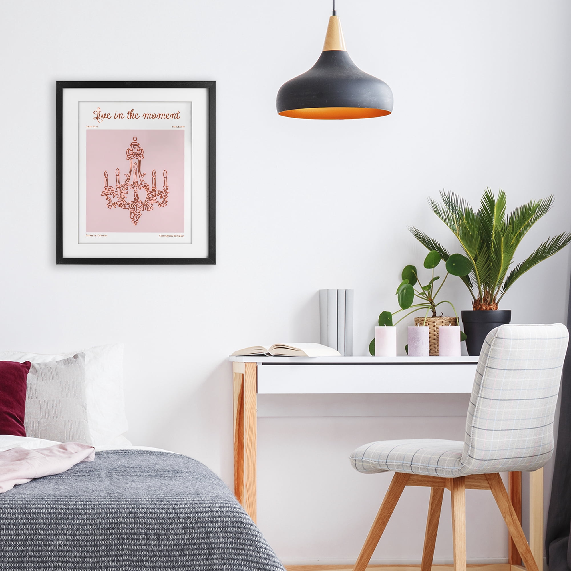 Stupell Industries Live In The Moment Chandelier Black Framed Print Under Glass, design by The Prints Vibe