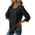 thumbnail image 5 of Diufon Womens Crinkle Gauze Blouse 3/4 Sleeve Round Neck Casual Loose Tops Solid Color Summer Tunic Shirts, 5 of 8