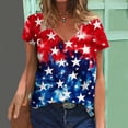 thumbnail image 2 of Raeneomay Oversized T Shirts for Women Summer Casual Loose Independent Day Printed V-Neck Short Sleeved T-Shirt Short Sleeved V-Neck Top/Shirt, 2 of 5