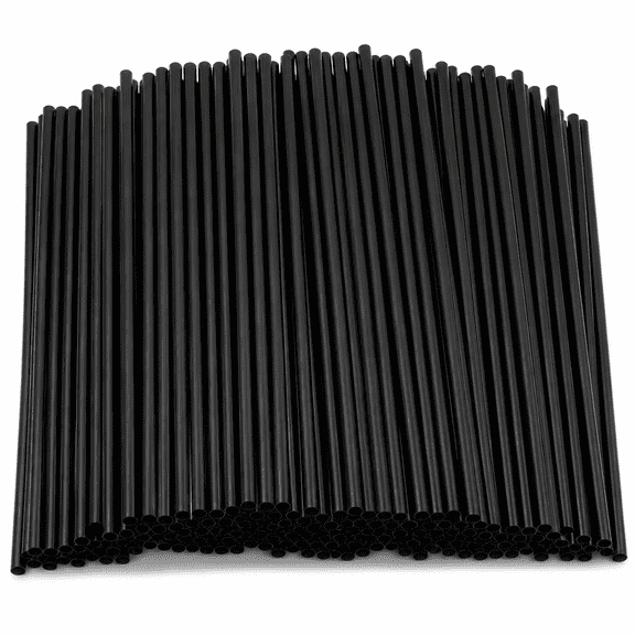 300 Pcs Disposable Drinking Plastic Straws, 8.26" Long, 0.23'' Diameter, Black