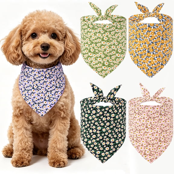 Zieuo Dog Cat Triangle Bandana Scarf, Durable Bite‑Resistant Machine Washable Pet Bib Accessory, One‑Size‑Fits‑Most for Most Pet Breeds Daily Wear
