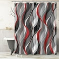 thumbnail image 5 of Red and White Shower Curtain for Bathroom Red and Gray Shower Curtain Fabric Modern Abstract Striped Minimalist Bath Curtains Waterproof Shower Curtains Set, Black Gray White, 72 x 72 Inch, 5 of 6