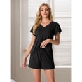 thumbnail image 6 of MINTREUS Women's Knit Pajamas Set Ruffle Sleeves Sleepwear Casual 2 Piece Pjs Soft Loungewear with Pockets, 6 of 6