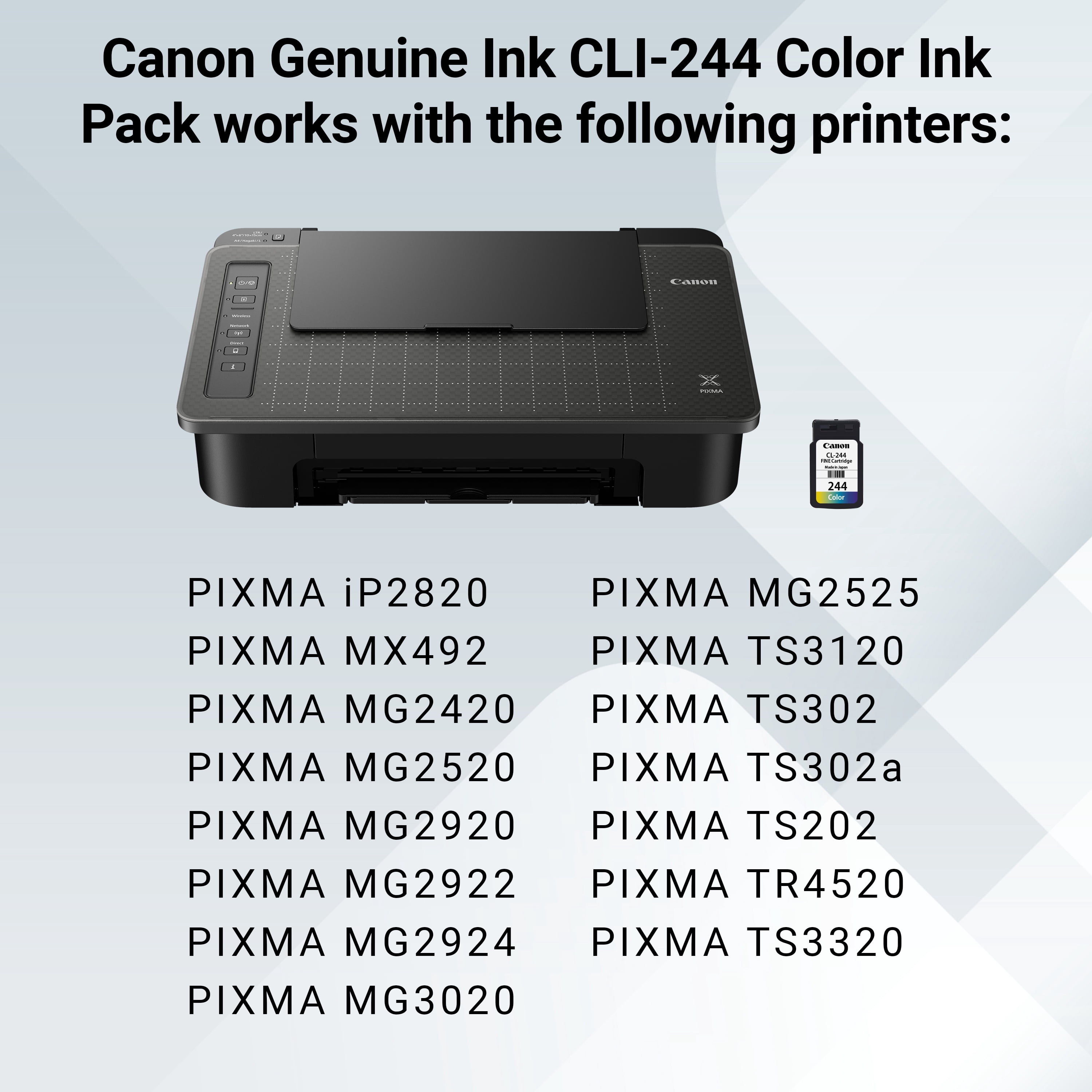 Canon CL-244 Compatible to MG2525, MG3020, TR4520/4522, TS202, TS302, TS3120/3122, TS3320/3322 Printers