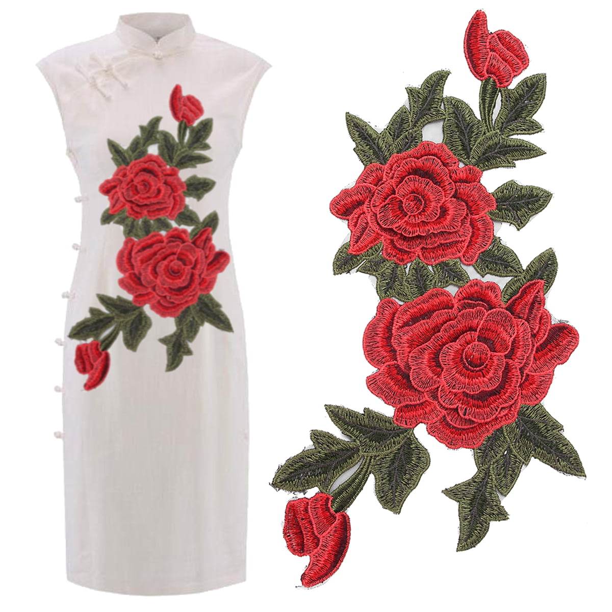Flower Motif Collar Sew on Patch Applique Badges Embroidered Bust Fashion Dress