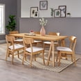 thumbnail image 2 of Noble House Lucas Mid-Century Modern 7 Piece Dining Set, Light Beige and Natural Oak, 2 of 12