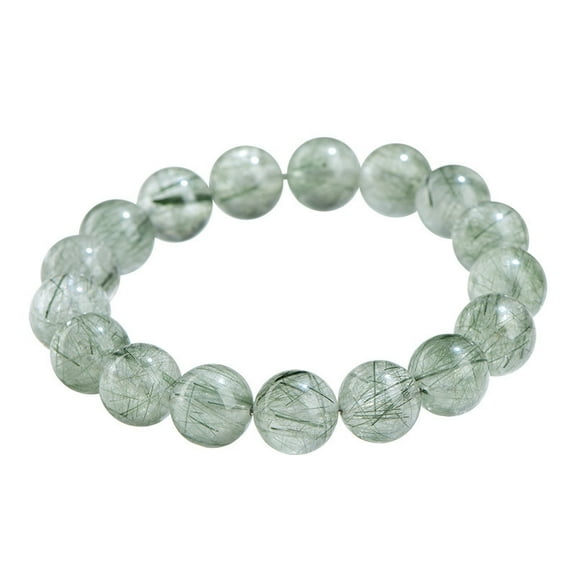 Natural Green Rutilated Quartz 8A  Grade Bracelet 10mm Round Beads, High-Quality Crystal Jewelry for Energy & Healing