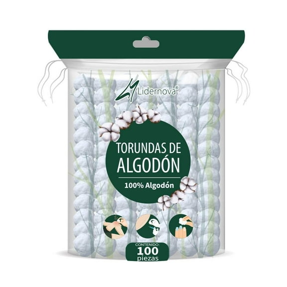 Torundas Lidernova Bolitas de Algodón 60g 100 pzas
