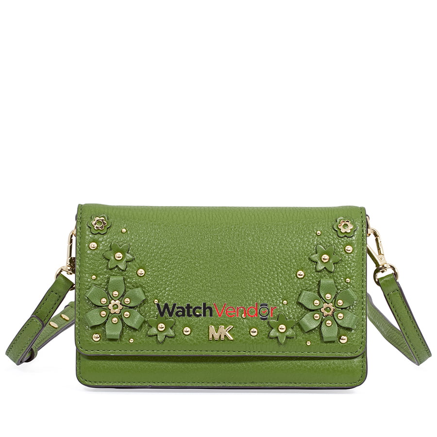 floral embellished pebbled leather convertible crossbody