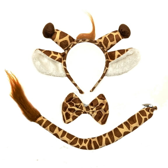 Giraffe Wild Safari Zoo Animal Dress Up Kit Ears Headband Tail 3 Pc Toddler Halloween Costume Set