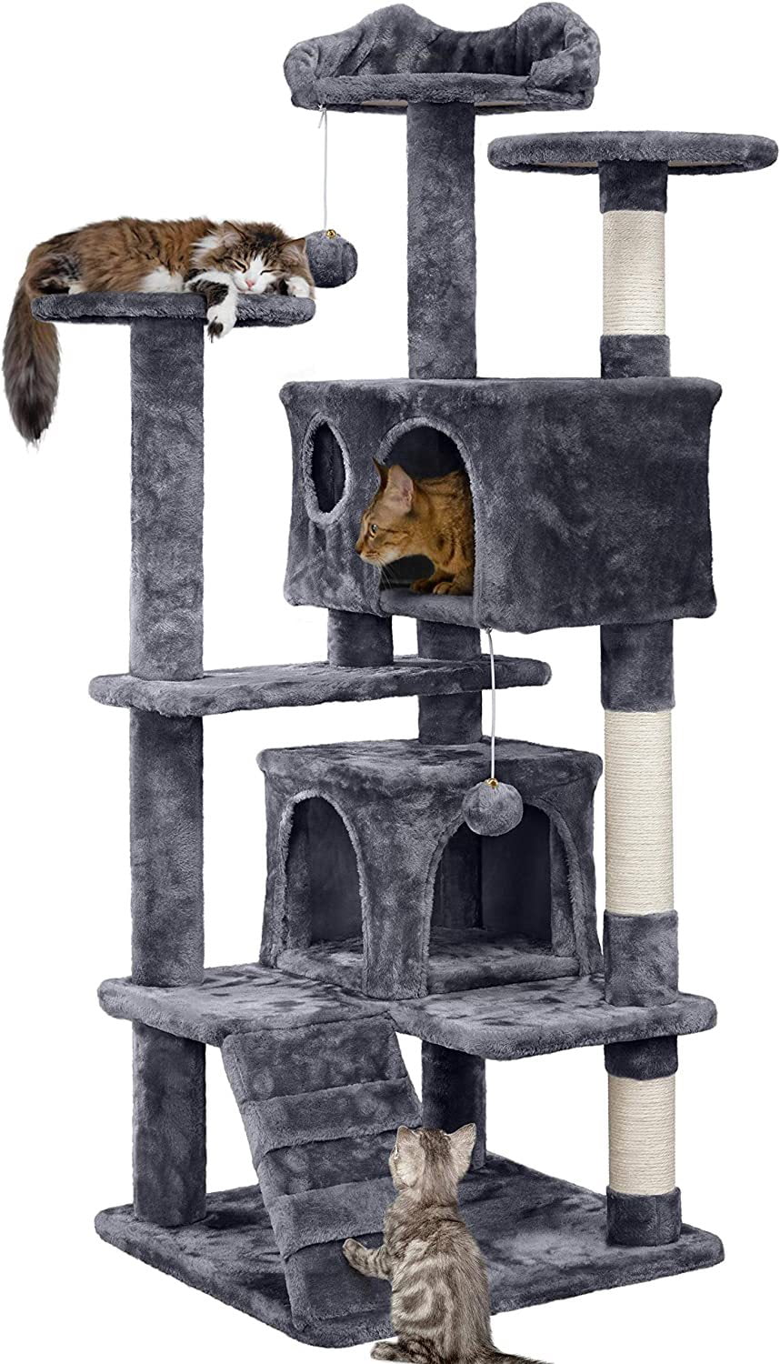 Cat Tree & Condo 54 inch Qualified Furniture Scratching Post Tower for Large & Kittens Pet House Play, Random Color Shipping