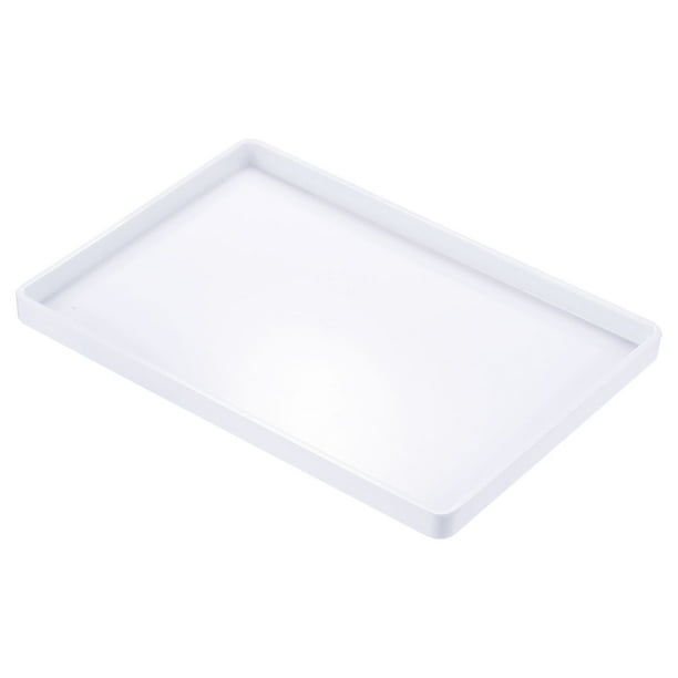 Bandeja de comida rápida Uxcell 11x8", bandeja rectangular reutilizable de plástico con superficie lisa blanca