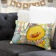 thumbnail image 5 of Easter Chick Eggs Lumbar Decorative Throw Pillow Cover 12 x 20, Chicken Bunny Ears Colorful Plaid Check Rectangle Cushion Case Decor, Flowers Butterfly Farmhouse Home Decoration for Sofa Couch, 5 of 5