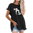 thumbnail image 1 of Blusa de manga corta con estampado regular de flecos y cuello redondo de algodón y cáñamo para mujer OAVQHLG3B Store  lin121212, 1 of 5
