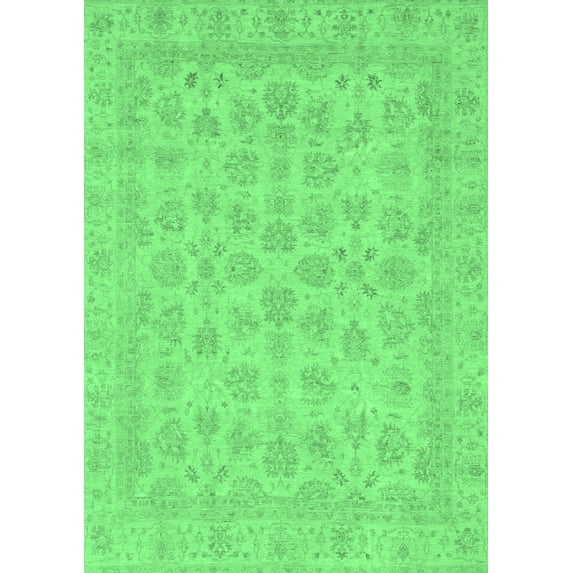 Ahgly Company Indoor Rectangle Abstract Emerald Green Modern Area Rugs, 2' x 5'