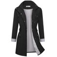 thumbnail image 1 of Veste de Pluie Femme Coupe-Vent Rayée Imperméable Légère Trench à Capuche Noir L, 1 of 4