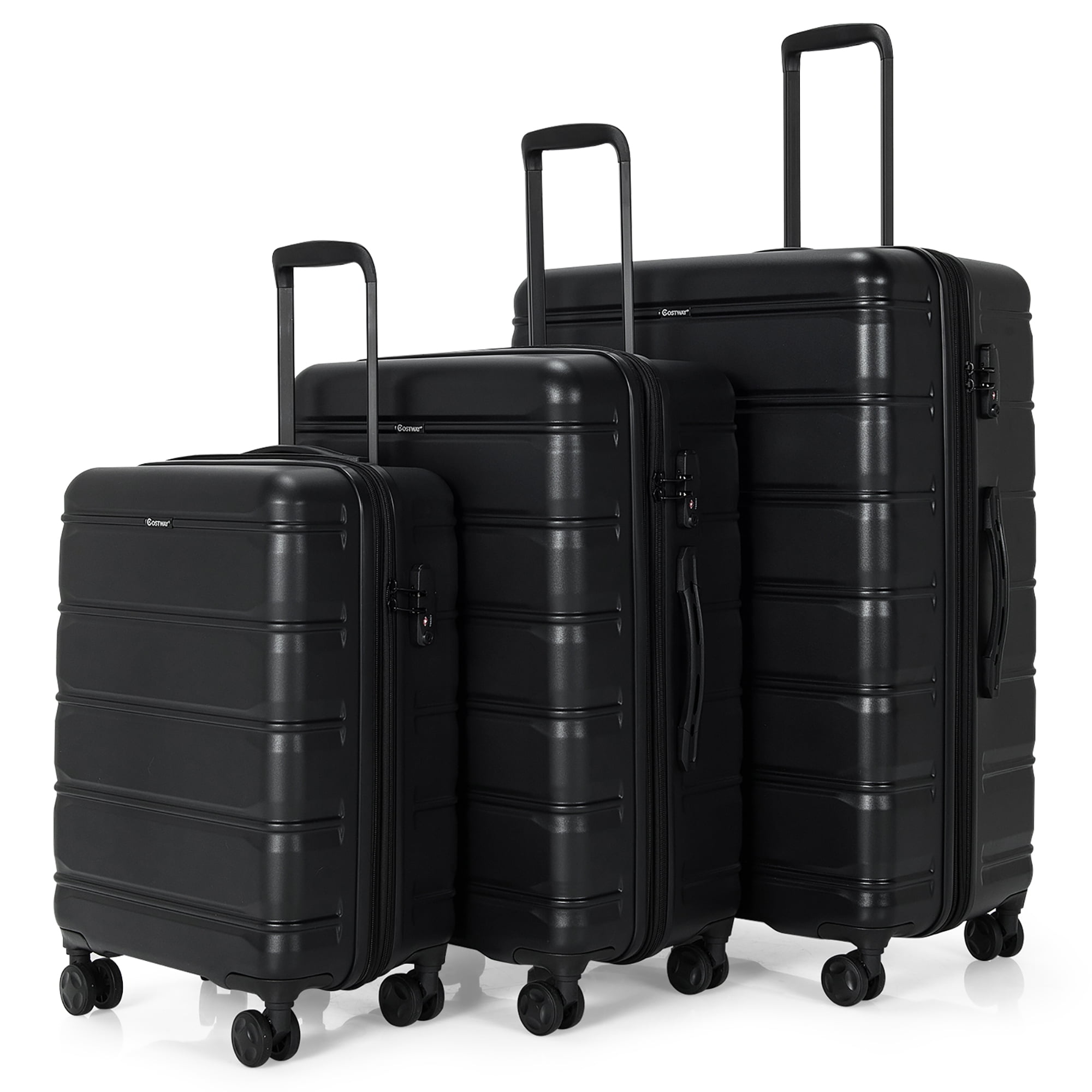 Costway 3 Piece Hardshell Luggage Set Ex Pandable Suitcase W Tsa Lock Spinner Wheels Walmart Com