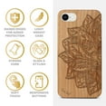 thumbnail image 4 of Case Yard Wooden Case Outside Soft TPU Silicone, Slim Fit Shockproof Wood Protective Phone Cover for Girls Boys Men and Women, Supports Wireless Charging Lotus Flower Design case for iPhone-SE, 4 of 7