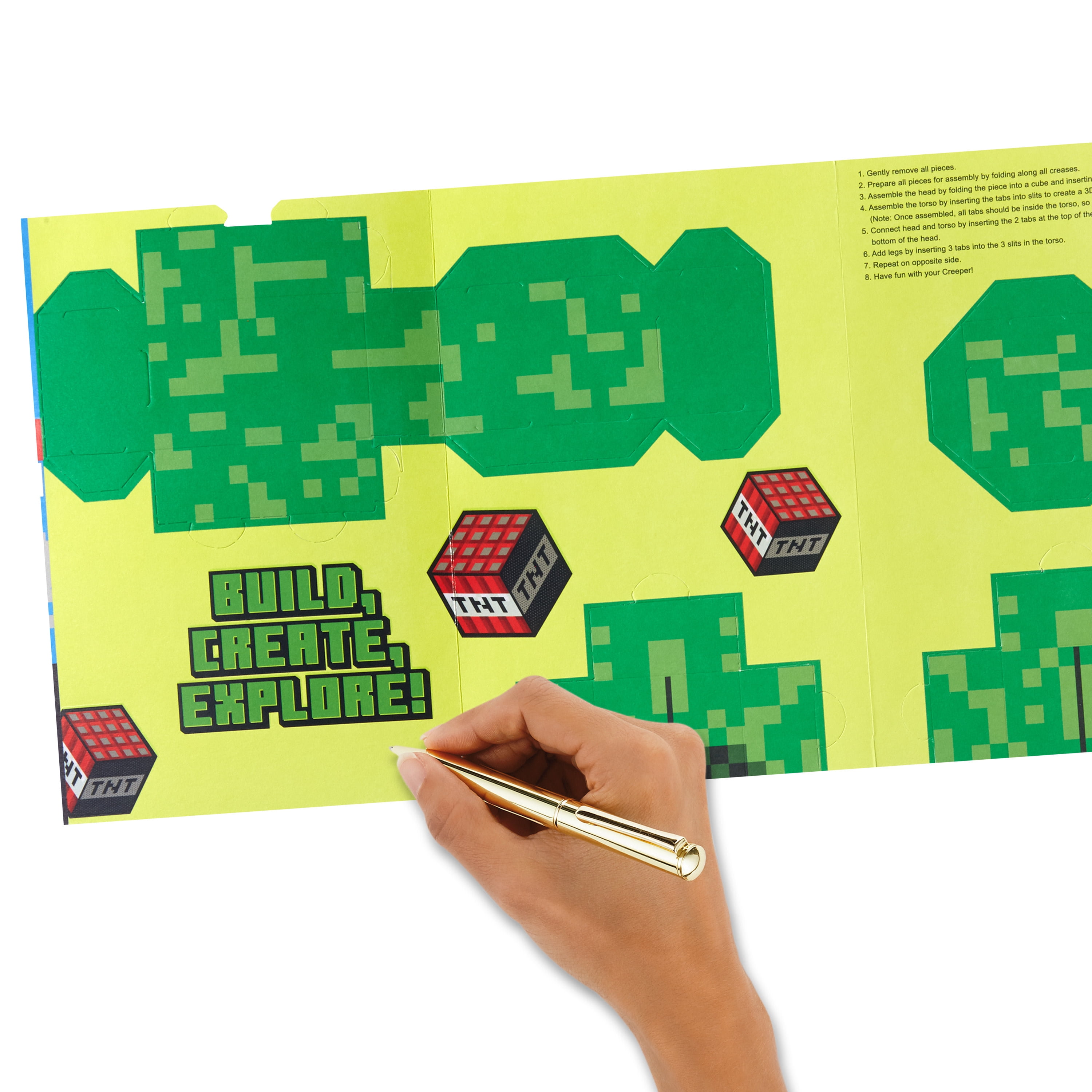 Hallmark Minecraft Birthday Card for Kids (Build Your Own Creeper)