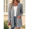 thumbnail image 4 of Cardigan Sweaters for Women Casual Open Front Long Sleeve Knit Coat with Pockets Trendy Light Gray S, 4 of 8