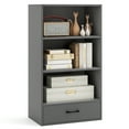 thumbnail image 1 of Costway 42'' Tall 4-tier Storage Shelf Wood Bookcase with Drawer Home Organizer Display Rack Gray, 1 of 10