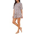 thumbnail image 2 of INSPIRE CHIC Womens Pajama Set Short Sleeves Ruffle Loose Fit Round Neck Ruffled Hem Delicate Loungewear Shirt and Shorts 2 Pcs XL Coffee, 2 of 6