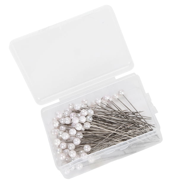 Peahefy Tête Ronde Aiguille, 100pcs Épingles de Perle Tête Ronde Fixation Positionnement Couture Droite Fournitures de Décoration, Épingles de Perle