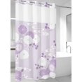 thumbnail image 2 of No Hook Shower Curtain with Snap-in Liner, Purple White Floral Waterproof Fabric Bathroom Curtains, Spring Botanical Leaves Farmhouse Bath Curtains & Mesh Top Window Narrow 36"x78", 2 of 9